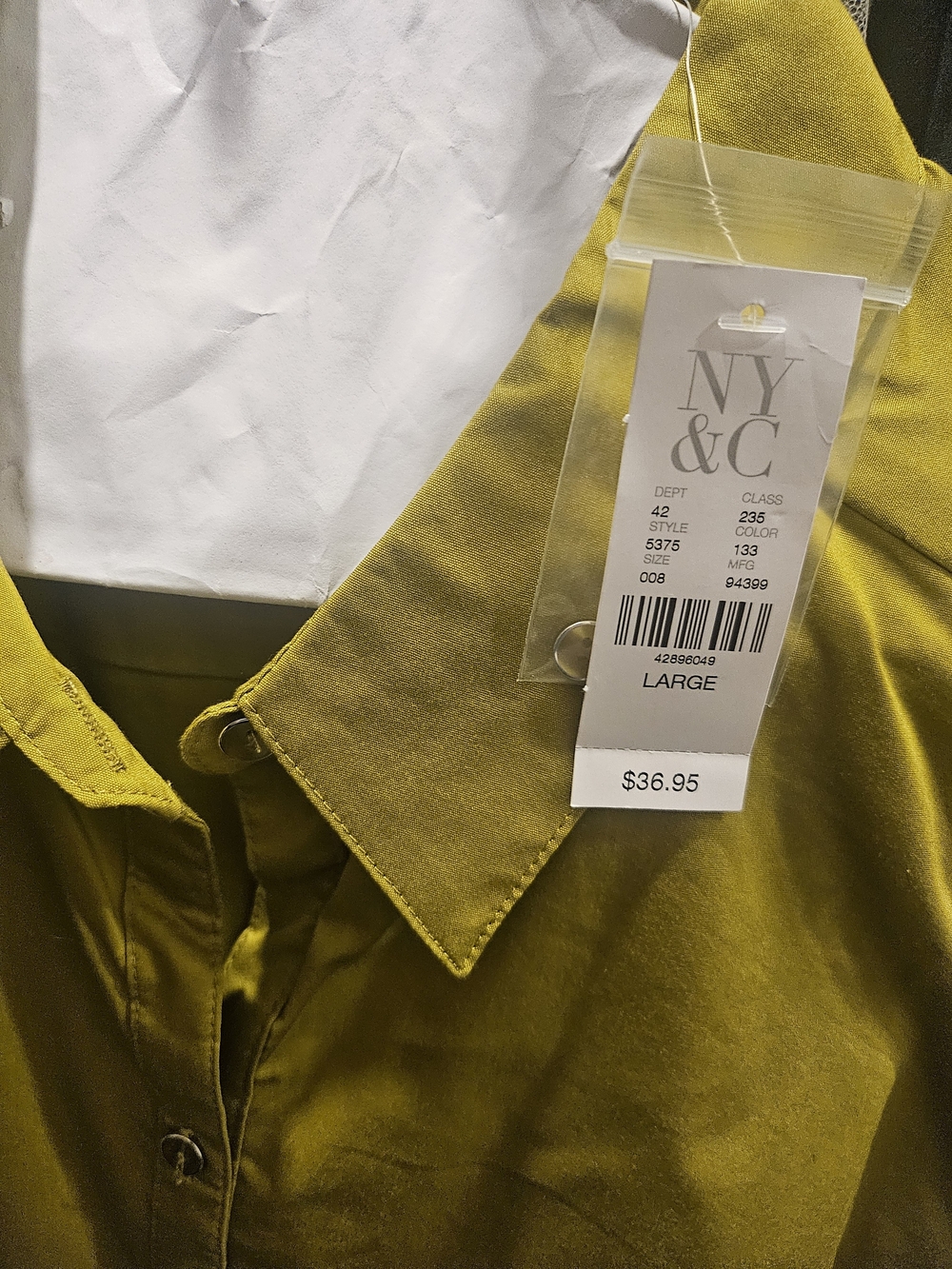 New York & Company Women's Button-Down Shirt in Olive